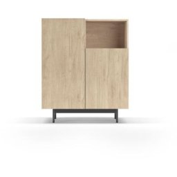 Buffet de rangement en mélamine, collection printed, avec 2 portes, couleur chêne clair