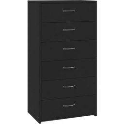 Buffet avec 6 tiroirs, Commode Armoire Luxueux, pour Salon Chambre Entrée Cuisine, Noir 50x34x96 cm
