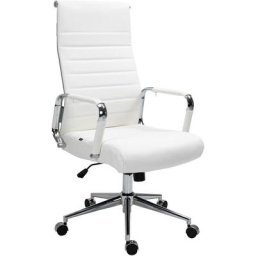 Fauteuil de bureau Kolumbus en véritable cuir blanc