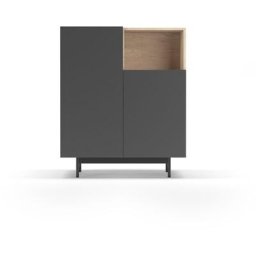 Buffet de rangement en mélamine, collection PRINTED, avec 2 portes, couleur chêne clair - graphite