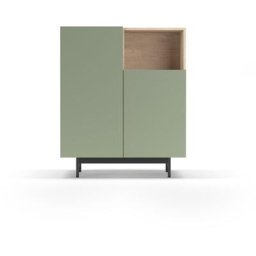 Buffet de rangement en mélamine, collection printed, avec 2 portes, couleur chêne clair - vert