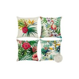 Extérieur Housse de Coussin, Lot de 4 Plantes et Fleurs Tropicales et Oiseaux Motif Canapé Taie