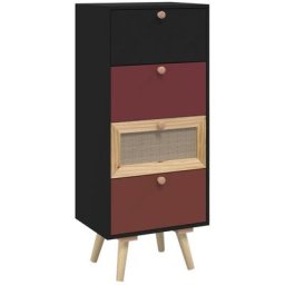 Buffet haut avec tiroirs 40x30x95 cm bois d'ingénierie Vidaxl Black