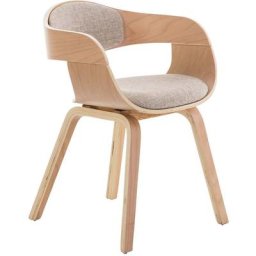 Chaise de bureau sans roulettes visiteur en tissu et bois design retro et confort maximal naturel
