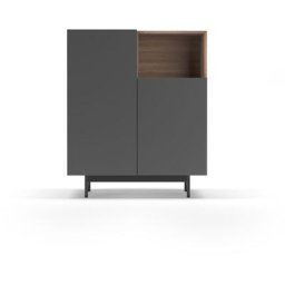 Buffet de rangement en mélamine, collection printed, avec 2 portes, couleur noyer graphite