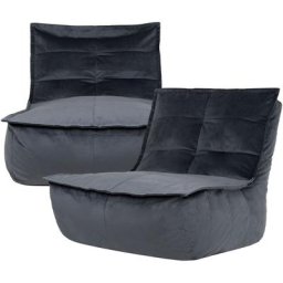 Pouf Modulable en Velours Dolce, Lot de 2, Pouf Fauteuil de Salon xxl, Gris Anthracite - Gris