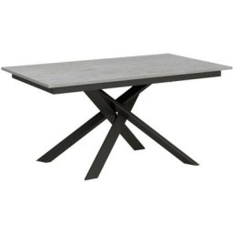Table extensible design 160 à 220 cm gris et pieds entrelacés métal anthracite Gary