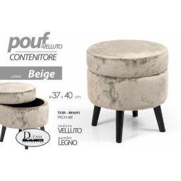 Pouf conteneur beige ouvrable cm 37 x 40 h