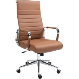 Fauteuil de bureau Kolumbus en véritable cuir marron clair