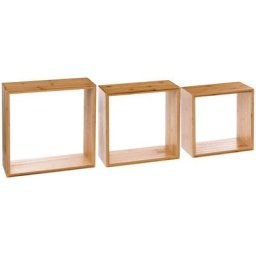 3 petites étagères murales Fixy cube bambou - 5 five simply smart - Bambou