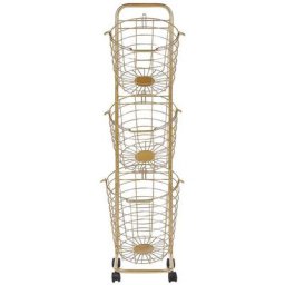 Beliani - tagère sur Roulettes avec 3 Paniers Amovibles Rangement en Métal Doré Ayapal - Doré