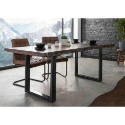Table à manger 220x100 Acacia laqué Brun / Anthracite laqué freeform 5 - brun