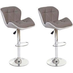 2x Tabouret de bar HW C-A92, tabouret pour comptoir, réglable en hauteur, similicuir - couleur taupe