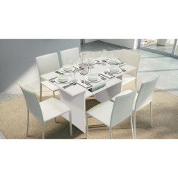 Dmora - Table extensible Lavanda, Table à manger avec ouverture de livre, Console polyvalente