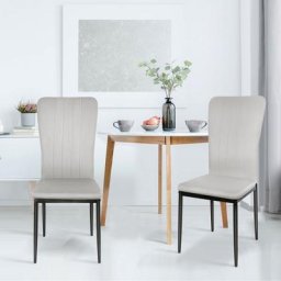 Chaise de salle à manger, Lot de 2 chaises, Hauteur assise 44cm, Chaise rembourrée, Chaise de