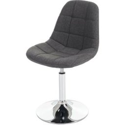 Chaise de salle à manger HW C-A60, chaise pivotante, design rétro - tissu/textile gris clair, pied