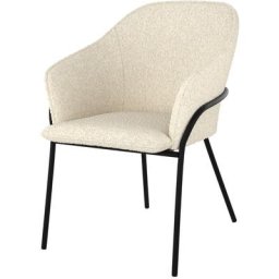 Rendez-vous Déco - Chaise effet laine bouclette et pieds en métal - Toscane - Blanc