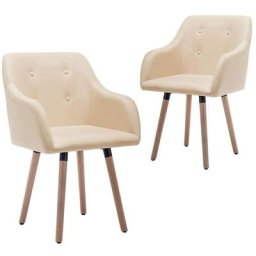 Chaises à manger lot de 2 crème tissu vidaXL - Crème