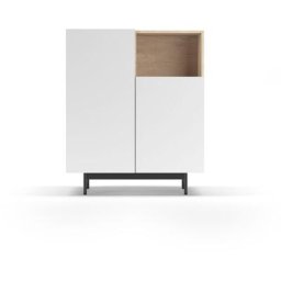 Buffet de rangement en mélamine, collection printed, avec 2 portes, couleur chêne clair - blanc