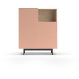 Buffet de rangement en mélamine, collection printed, avec 2 portes, couleur chêne clair - rose