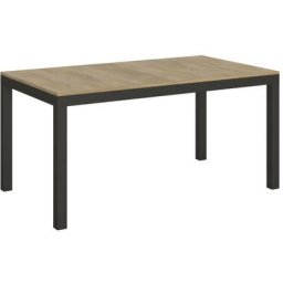 Table rectangulaire extensible 6 à 20 personnes l 180 à 440 cm bois clair et métal anthracite Evy