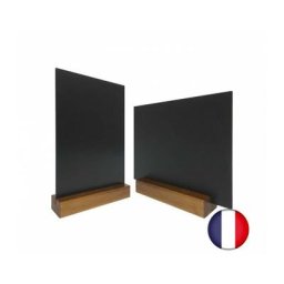 Porte menu de table en bois couleur chêne dimensions 15 x 3,6 x 2,3 cm avec ardoise A5 - Lot de 2