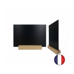 Porte menu de table en bois brut dimensions 15 x 3,6 x 2,3 cm avec ardoise A5 - Lot de 2 - Brut