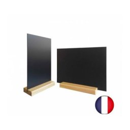 Porte menu de table en bois couleur pin naturel dimensions 15 x 3,6 x 2,3 cm avec ardoise A5 - Lot
