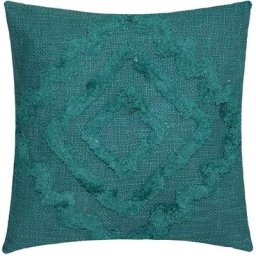 Atmosphera - Coussin Inca en coton tufté bleu canard 40x40 cm créateur d'intérieur