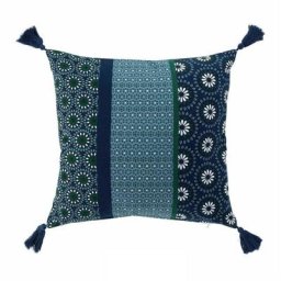 Housse de coussin à pompons Catalaya Bleu 40x40 cm - Bleu