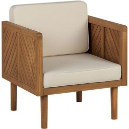 Fauteuil de jardin Blanc en Bois d'Acacia avec Coussin Taie Déhoussable Baratti - Bois clair