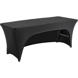 Nappe housse avec ouverture pour table pliante 180cm noire - Noir