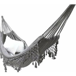 Hamac double bohème en macramé tissé à franges en toile - Grande balançoire à suspendre - Pour la