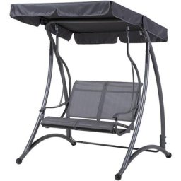 Balancelle de Jardin ou Terrasse 2 Places en Acier et Textile Gris avec Baldaquin Intégré pour