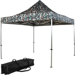 Instent - Structure de tonnelle pliante 3x3m alu pro, couleur camouflage, avec sac de transport à