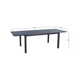 Table à manger extensible Fidji 160 à 240x100 en Aluminium 6 à 10 personnes - Gris