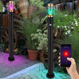Lampadaire dimmable led lampadaire extérieur avec détecteur de mouvement jardin en acier inoxydable