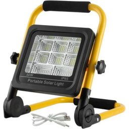 Projecteur de chantier led - Batterie 50 w - Blanc froid - avec support pliable et câble usb