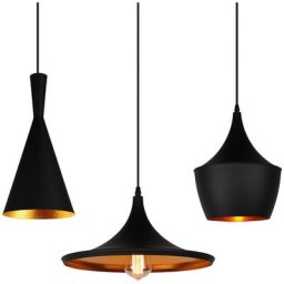 Lustre Design Géométrique Suspension en Métal Plafond Lampe 3 Lumières E27 pour Chambre Cuisine