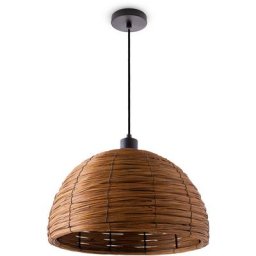 Paco Home - Suspension Lampe Table Salle à Manger Osier Câble Textile 1,5 m Rustique Boho Lampe à