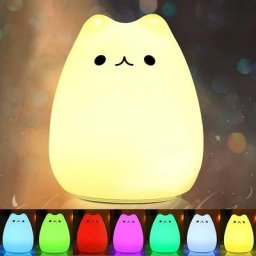 Veilleuse Chat pour enfants, 7 couleurs, avec batterie