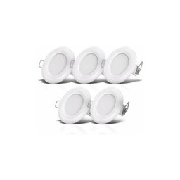 5 spots led pour salle de bain, ultra-plat 25mm, Ø90mm, blanc, plafonnier encastré, panneau led