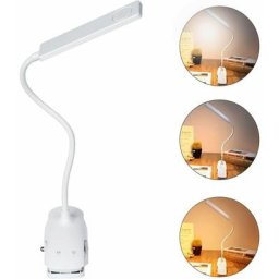 Lampe de lecture, 24 led Lampe à pince rechargeable usb 3 couleurs et 3 niveaux de luminosité