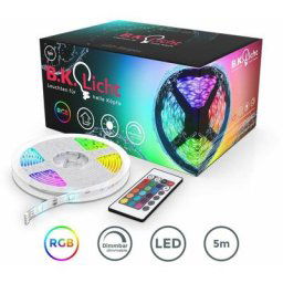 Ruban led 5m, guirlande lumineuse extérieur, avec télécommande, lumière décorative blanche et