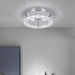Greelustr - Plafonnier led en cristal, lampe en cristal de plafond en acier inoxydable K9