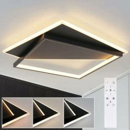 ZMH Plafonnier de salon LED - dimmable 48CM Lampe de salon noir Design moderne avec télécommande