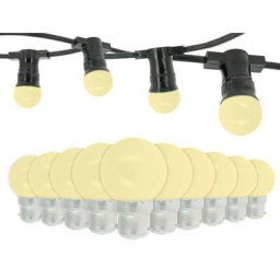 Guirlande Guinguette Professionnelle 10 Ampoules led B22 1W Blanc Chaud 10 mètres Interconnectable
