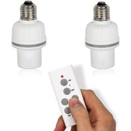 Fishtec - Set de 2 Douilles E27 Télécommandées - 30 m de Distance - Sans fil - Normes ce RoHS