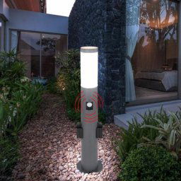 Lampe d'extérieur lampadaire led avec détecteur de mouvement éclairage de chemin en acier