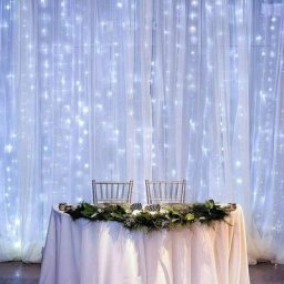 Rideaux blancs, 8 modes d'éclairage, 300 lumières de rideaux led, chaîne étanche IP44, décoration